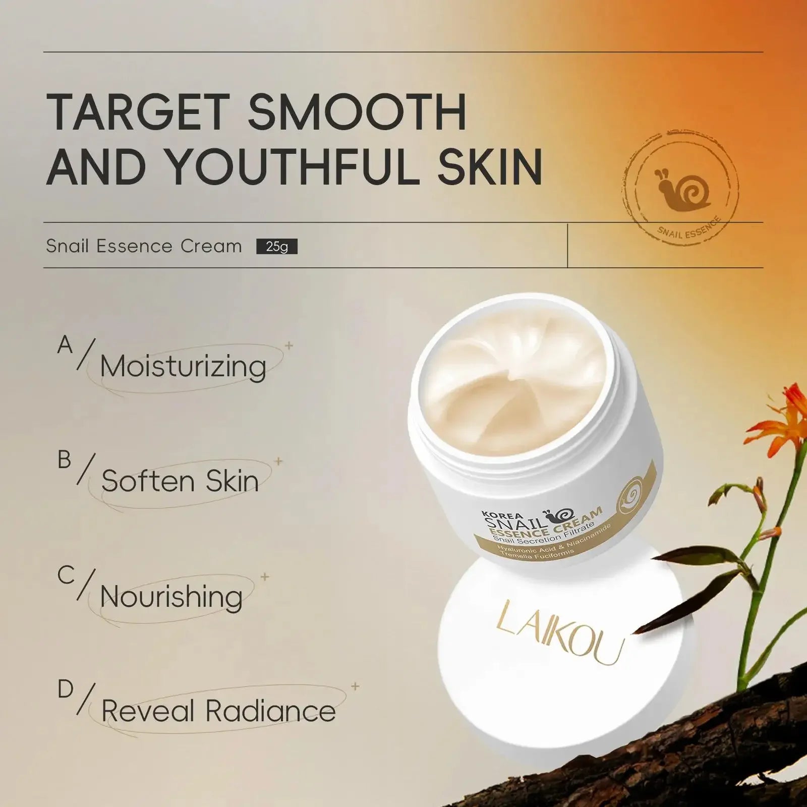 Snail Mucin Cream 25g Intense Hydration Anti Aging Firming Lifting Vitality Dull Skin Revitalization Treatment