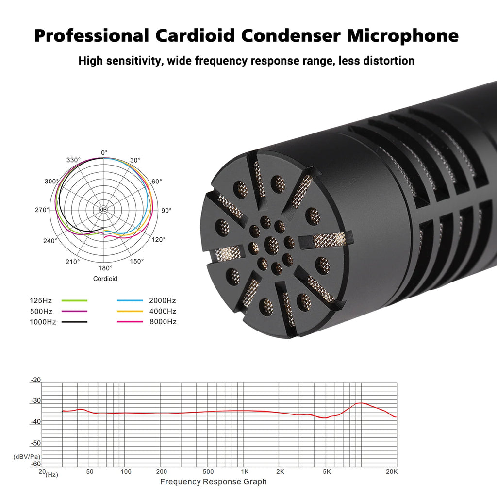 TAKSTAR CM-63 Professional Diaphragm Condenser Microphone Moisture Resistant XLR Cardioid Microphone for Studio Recording Mic