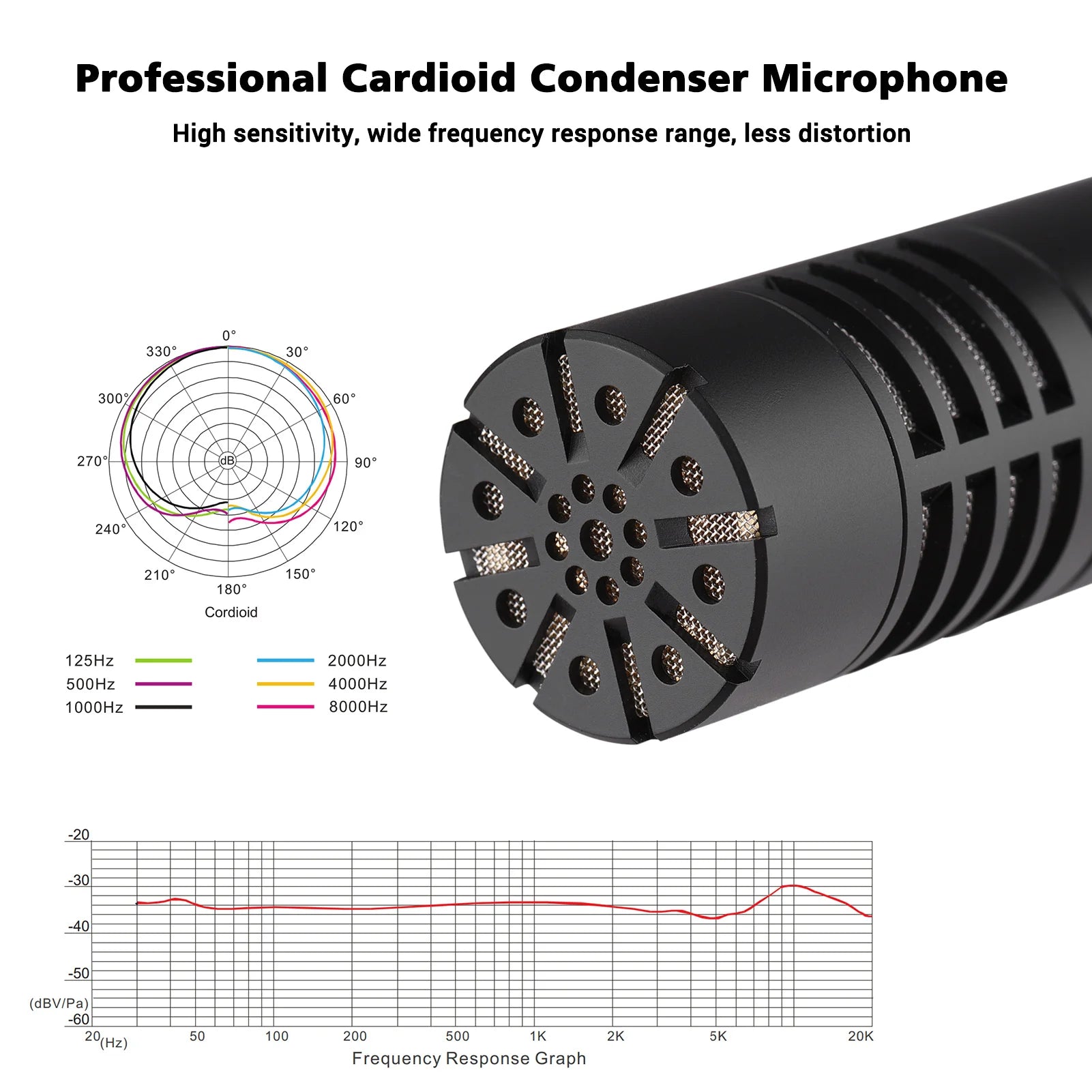 TAKSTAR CM-63 Professional Diaphragm Condenser Microphone Moisture Resistant XLR Cardioid Microphone for Studio Recording Mic