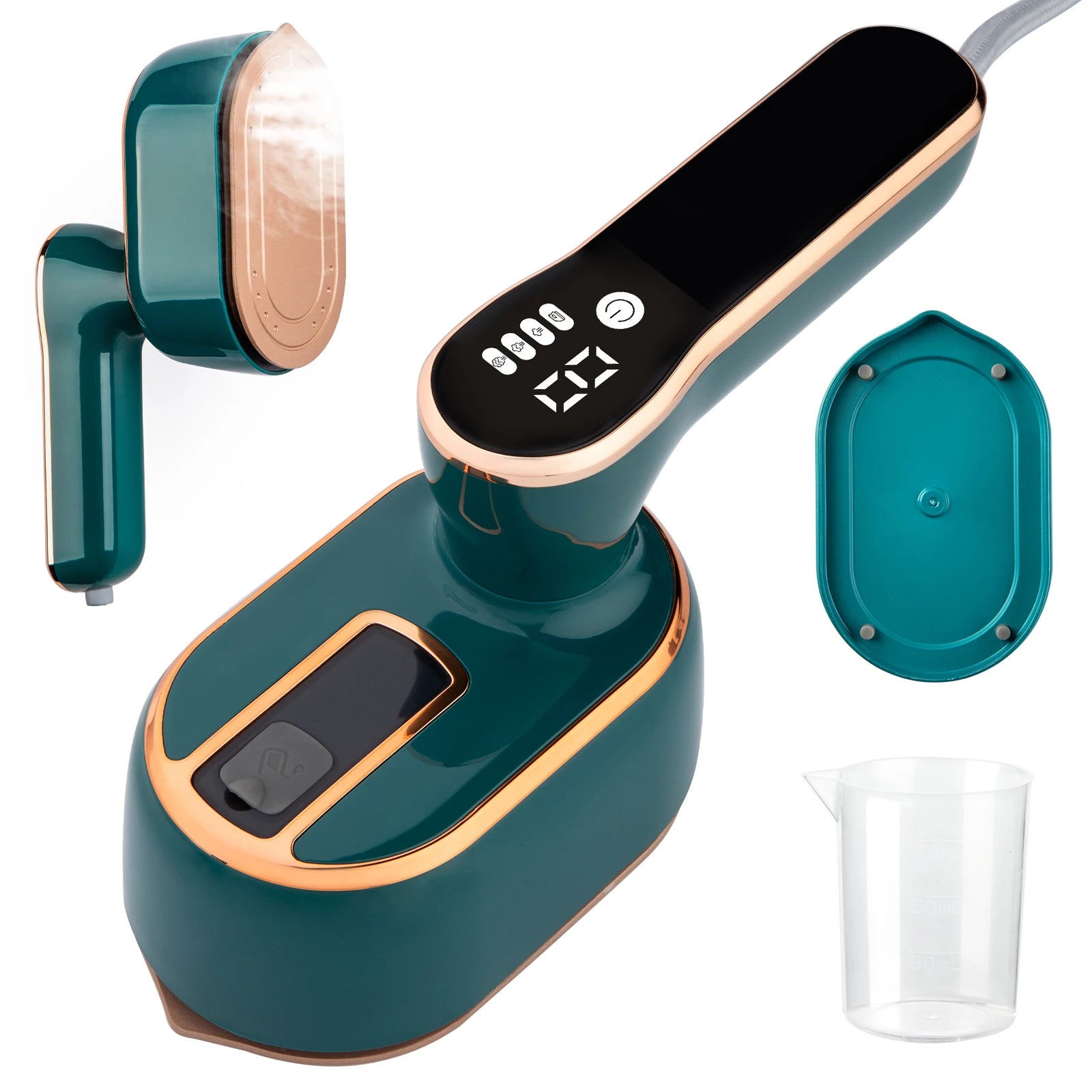 Handheld ironing machine (with steam brush), intelligent LCD electric rotary iron, portable mini iron for home and travel 6198-D