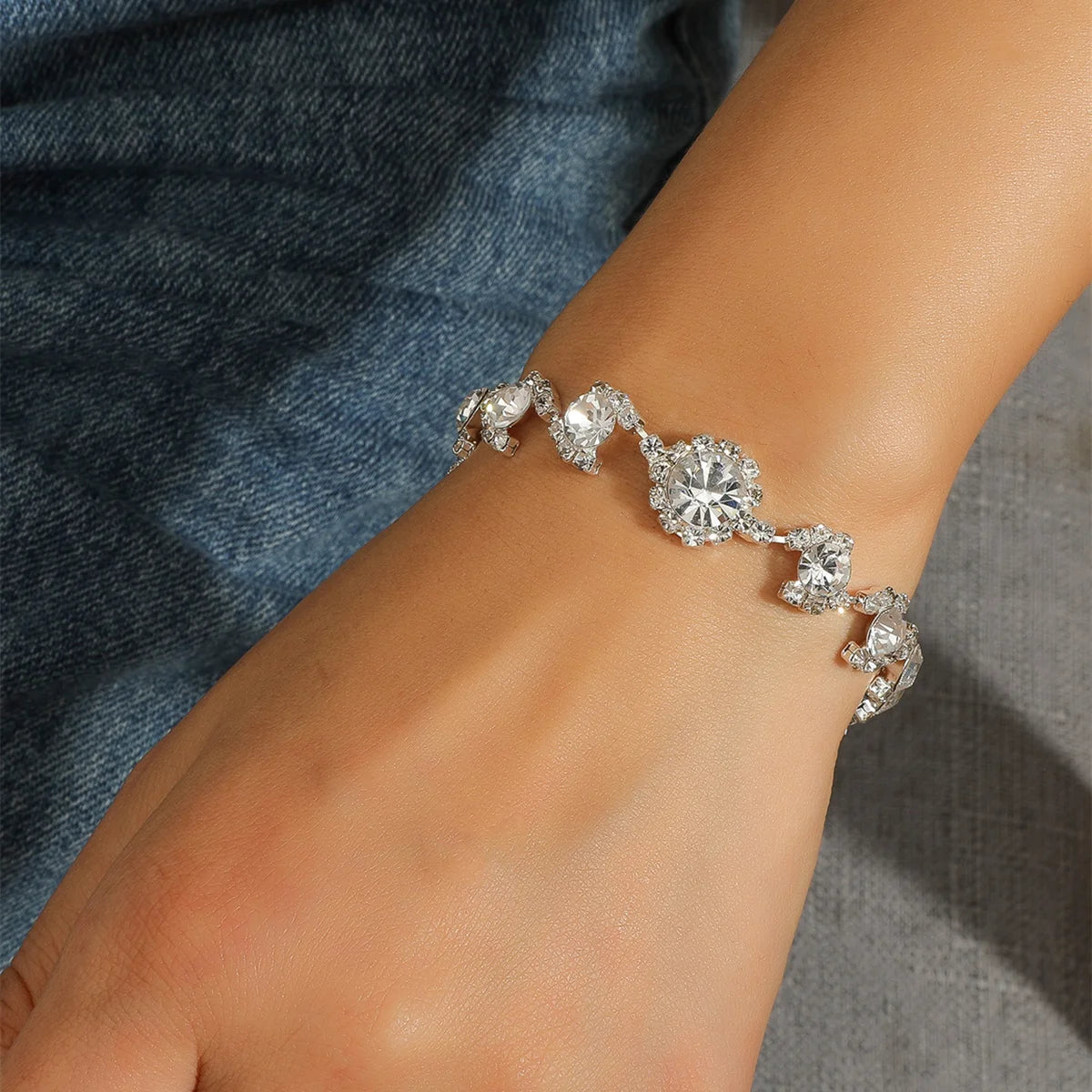 Wedding Bridal Jewelry 1-10 Row Cuff CZ Rhinestone Crystal Stretch Strand Bracelet Bangle Dropshipping