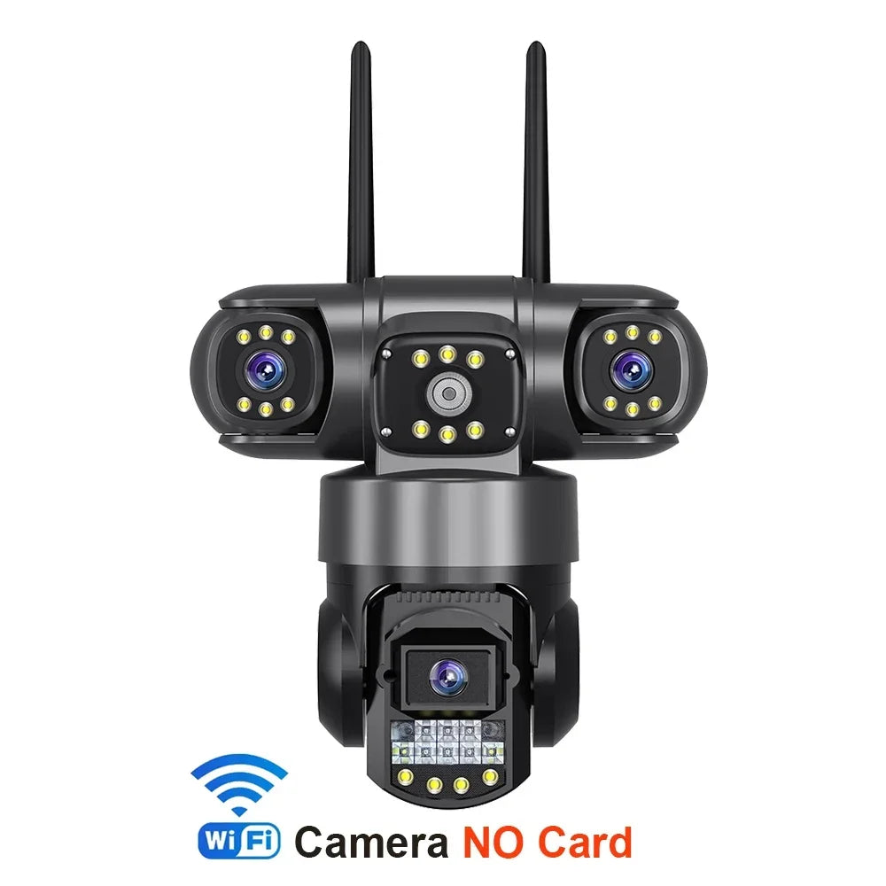 WiFi IP Camera 10X Zoom 3 Lens Three Screens Outdoor CCTV Video Surveillance Auto Tracking 12MP PTZ Home Security Camera