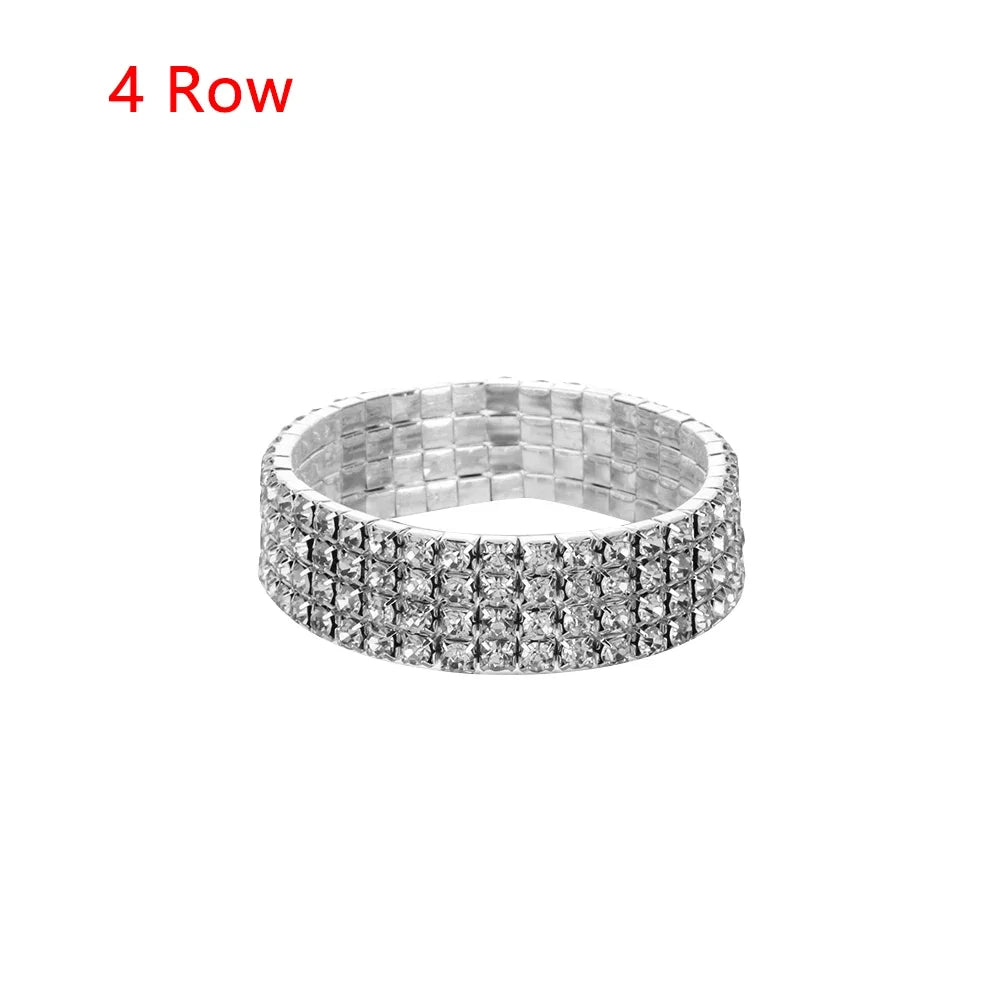 Shiny Woman Bracelet Crystal Rhinestone Stretch Bracelet Bangle Wristband Elastic Wedding Bridal Jewelry Fashion Jewelry
