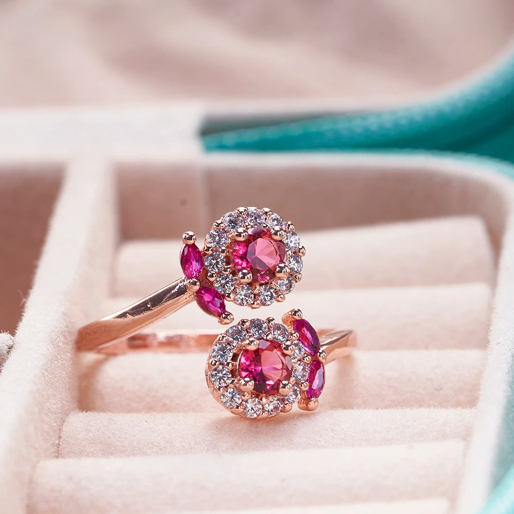 Ruby gemstone ring for charm lady silver  jewelry rose gold color female dating party fine dating jewelry gift