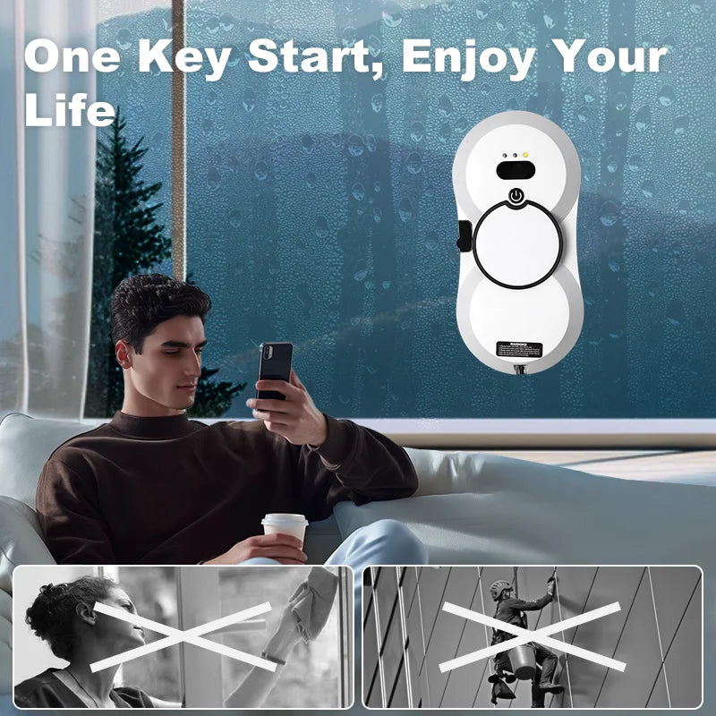 Cleaning robot intelligent water spray belt automatic water spray function anti drop magnetic glass household cleaning machine