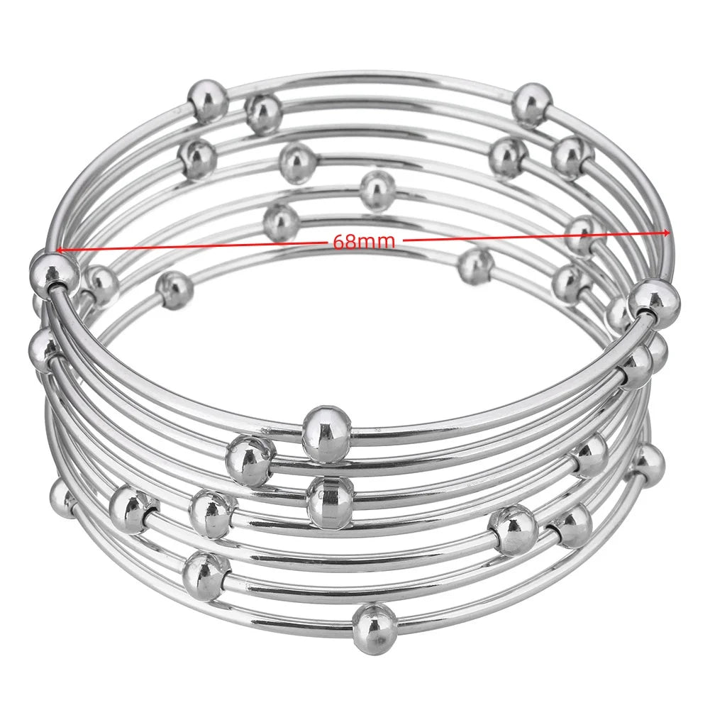 7PCs/Set New Fashion Roman style Stainless Steel Bangle gold color Lover Charm Bracelet for Women Brand Gold Wide Cuff Bangle
