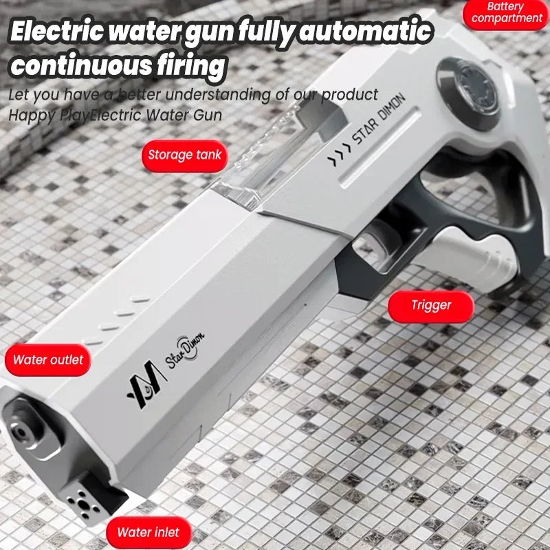 Electric Water Absorption Water Gun Toy  Automatic Water Pistol Shoot Pool Beach Toy for Boys Summer Outdoor for Kids Gift Idea