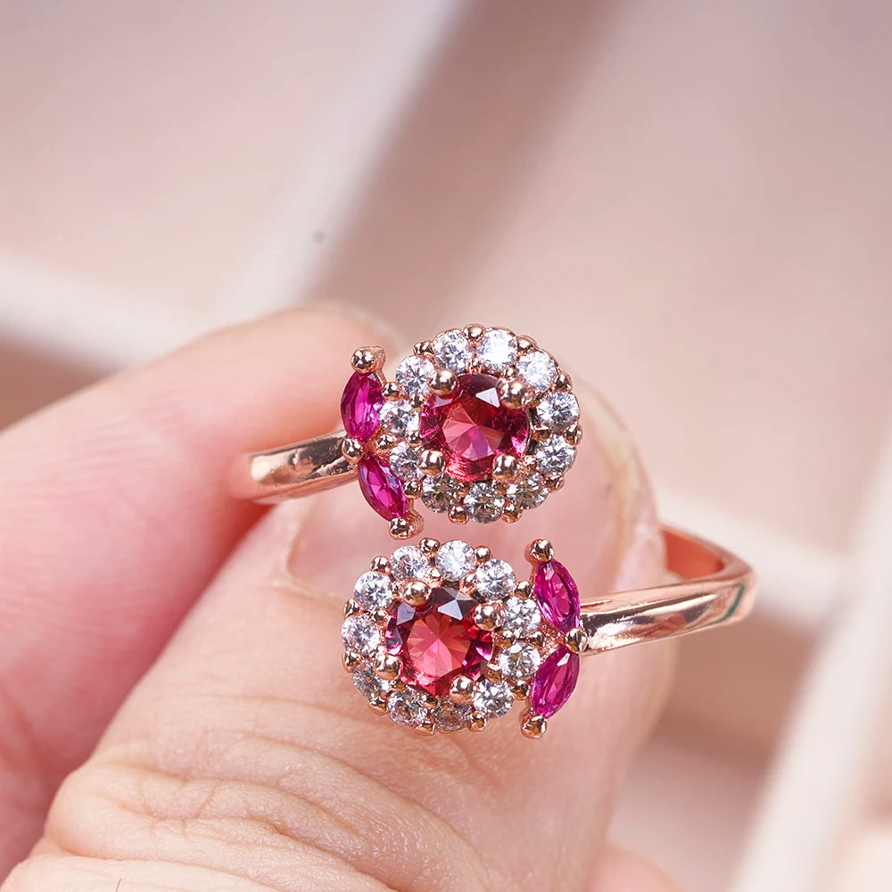 Ruby gemstone ring for charm lady silver  jewelry rose gold color female dating party fine dating jewelry gift