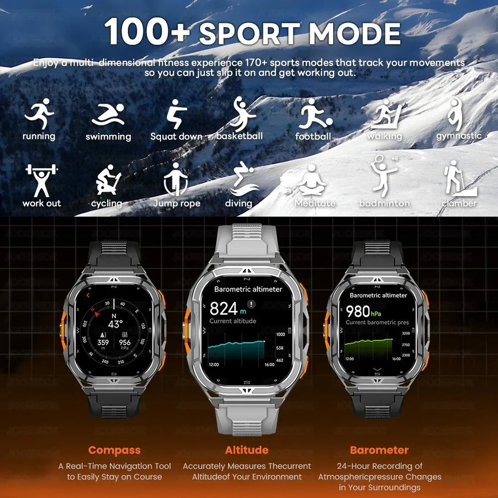 2025 New GPS Smart Watch Men 1.96-inch HD AMOLED Screen Compass Bluetooth Call 5ATM Waterproof Sport Smart Watch for Android iOS