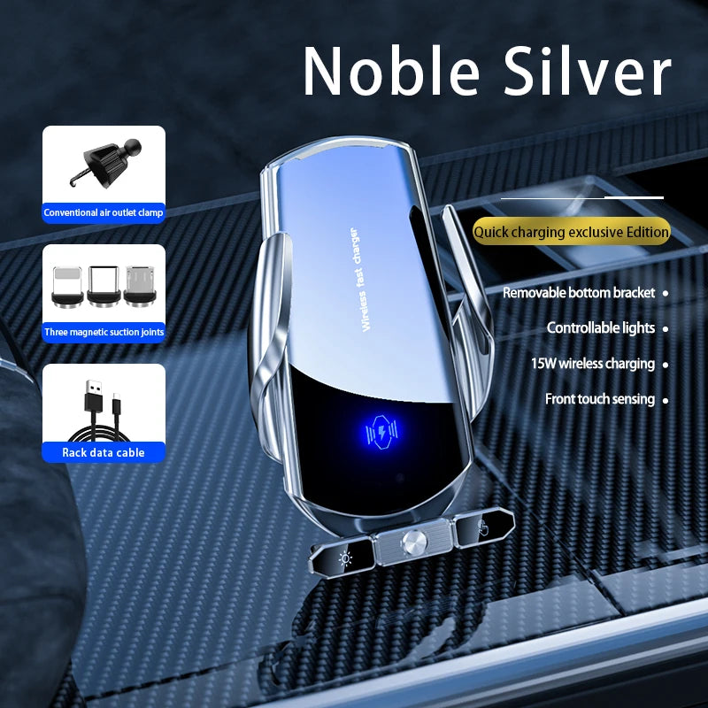 Car Phone Holder Wireless Charger For iPhone 12 13 14 15 Pro Max Sucker For Windshield Dashboard Air Vent Fast Charging Station