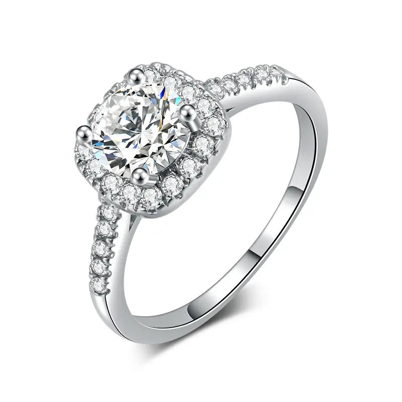 Double Fair Exquisite Square Wedding & Engagement Rings For Women Female Ring Jewellry Shiny Cubic Zircon Fashion Jewelry DFR531