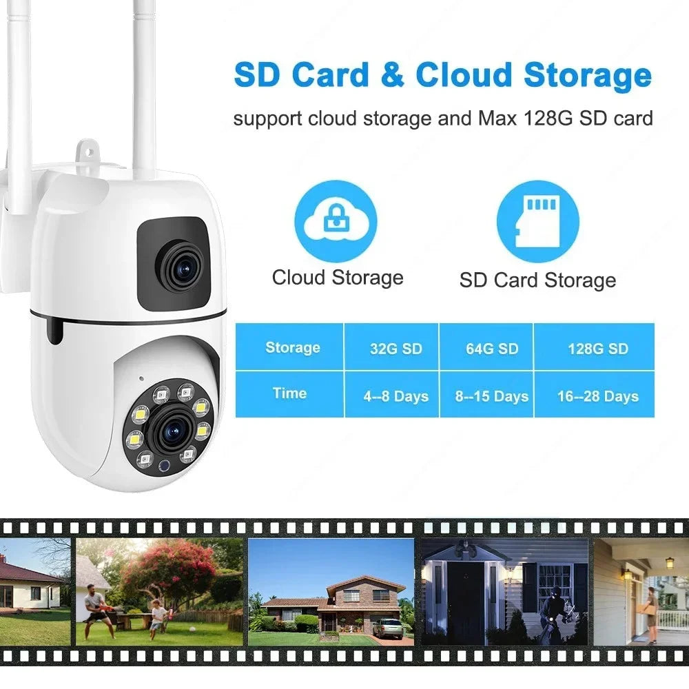 8MP Wifi IP Wireless Camera 8X Zoom Dual Lens Surveillance CCTV Camera Two-way Audio Color Night Vision PTZ AI Tracking Cameras