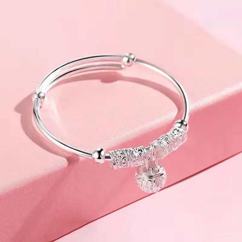 925 Sterling Silver Bracelets Woman Dreamcatcher Tassel Feather Round Bead Adjustable Charm Bracelet for Women Party Jewelry