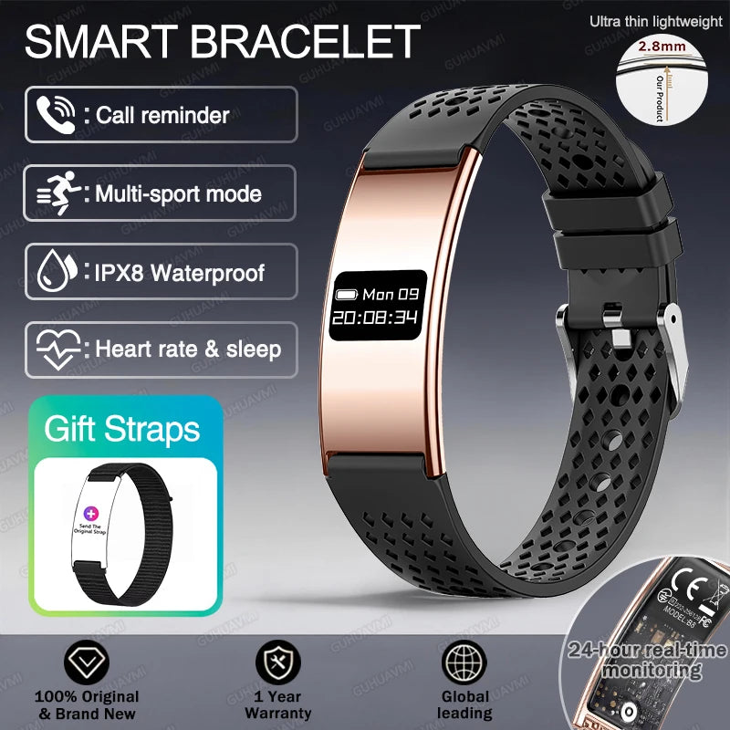 2026 Men Women Smart Bracelet Heart Rate Blood oxygen Sleep Monitor Health Band Waterproof Sports Fitness Tracker Smart Watch