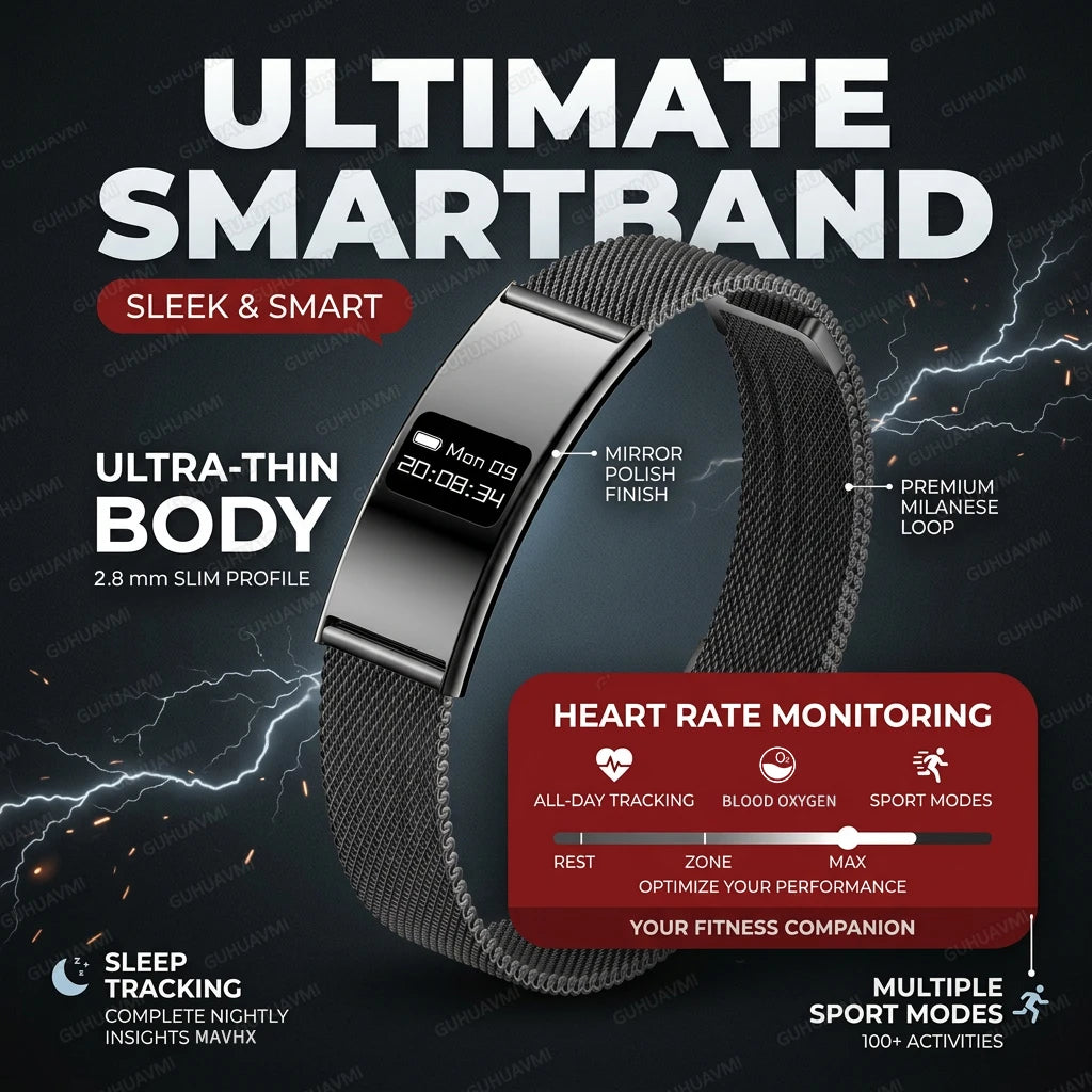 2026 Men Women Smart Bracelet Heart Rate Blood oxygen Sleep Monitor Health Band Waterproof Sports Fitness Tracker Smart Watch