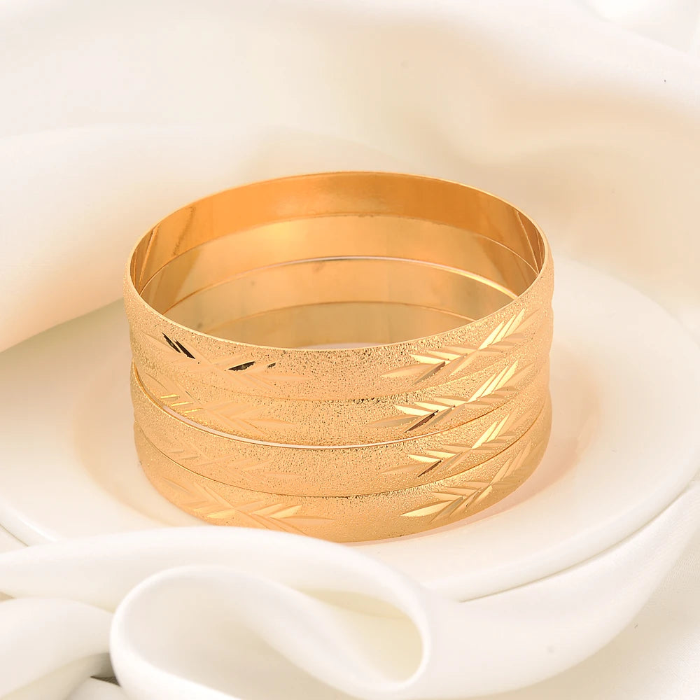 Fashion Exquisite 24K Gold Plated Bracelets Jewelry set Eritrea Ethiopian for Women Bangles Arab Bridal Wedding Party Gift