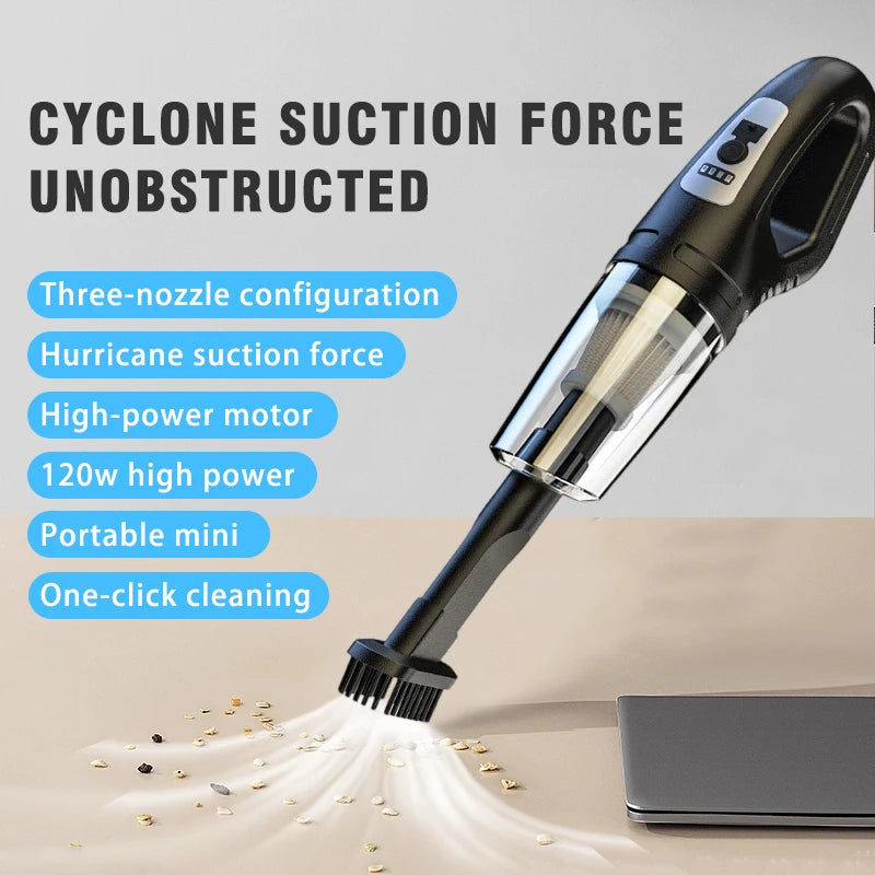 Handheld cordless vacuum cleaner, with 3 suction head configuration, car vacuum cleaner high power mini upgrade charging model,