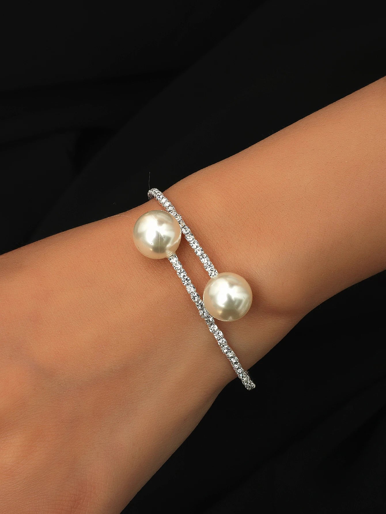 Wedding Bridal Jewelry 1-10 Row Cuff CZ Rhinestone Crystal Stretch Strand Bracelet Bangle Dropshipping