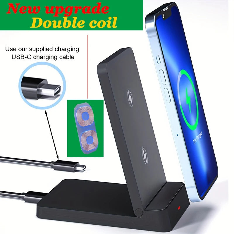 Wireless Charger 15w Wireless Charging Stand iPhone 15/15 Plus/15 Pro Max/14/13/SE 2022/12/11/X/8,Galaxy S22/S21/S20/S10
