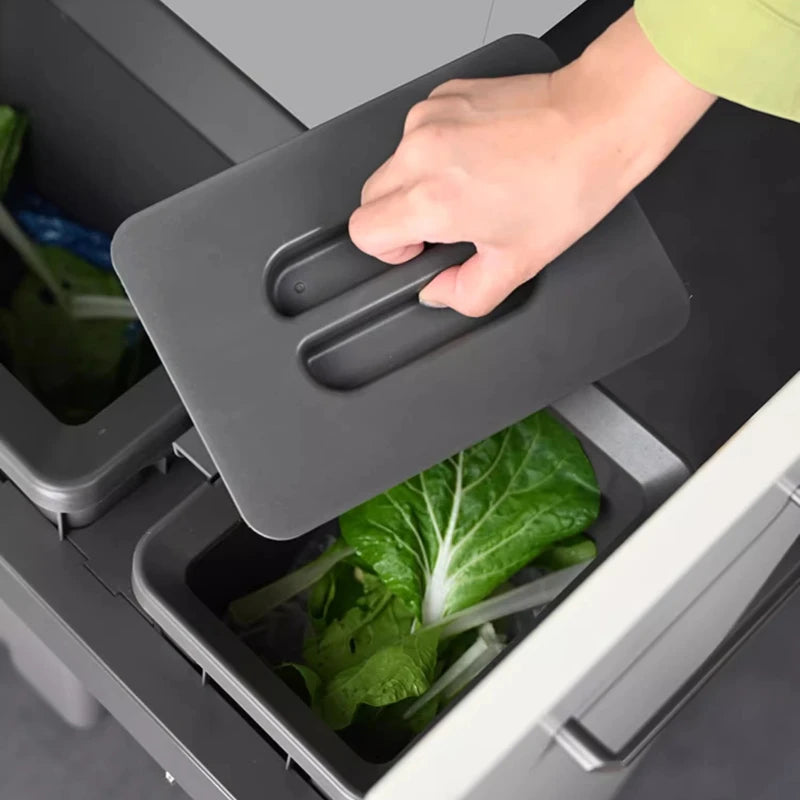 Kitchen Cabinet Embedded Trash Can Large Capacity Hidden Trash Can Classified Garbage Bin with Lid Kitchens Food Waste Disposal