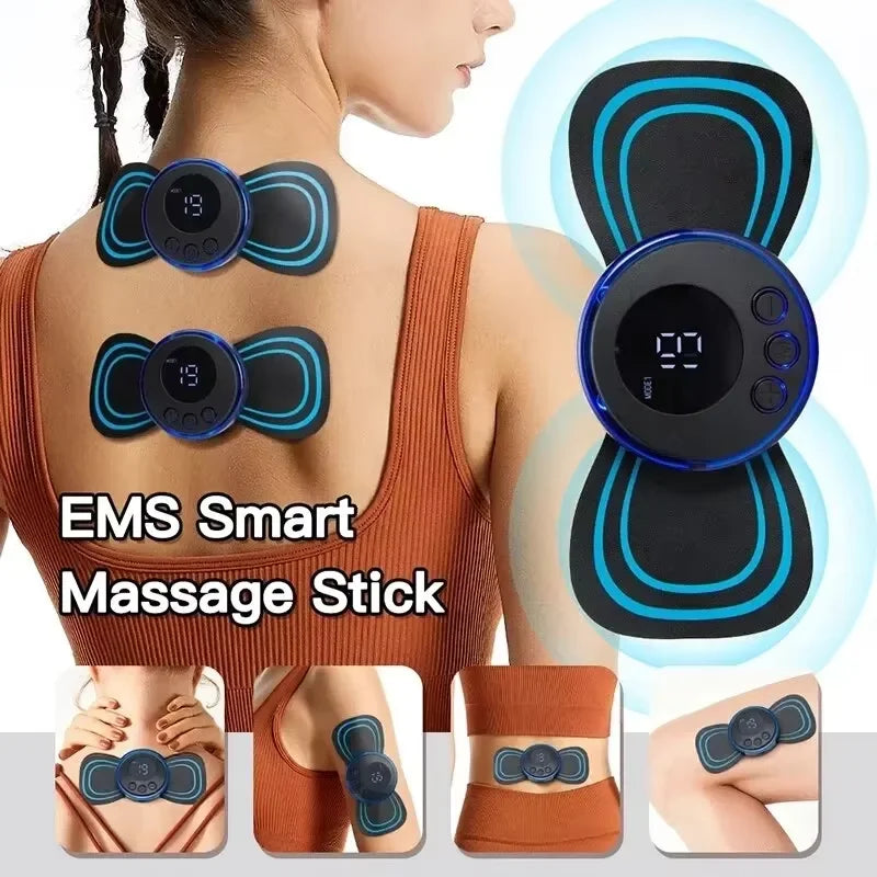 Mini Rechargeable Neck Massager Portable Electric Neck Massage Cervical Massage Patch 8 Modes 19 Level Relieve Muscle Fatigue