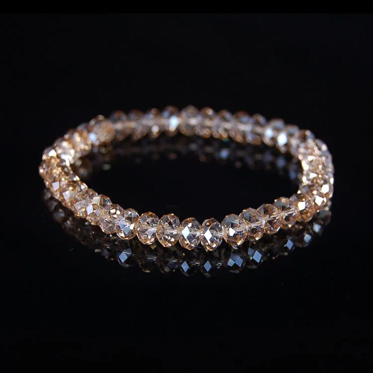 Shiny Transparent White Thin Crystal Bracelet For Women Simple Refracted Colorful Light Stretch Bracelet 2022 Jewelry Party Gift