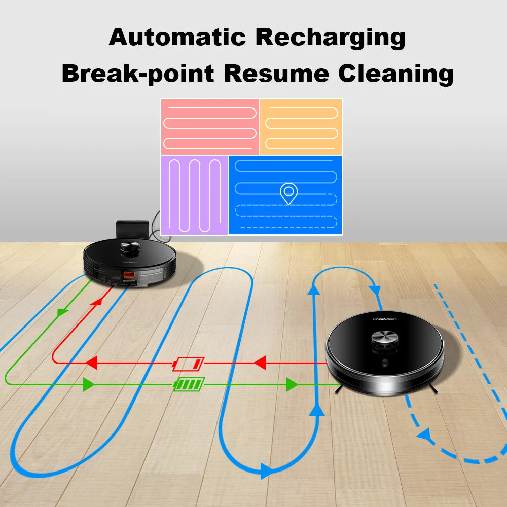 Liectroux / LILIN X6 Robot Vacuum Cleaner,Laser System,Wet Dry Mopping,6500Pa, Multi-Floor Map,Zone Cleaning,APP Restricted Area