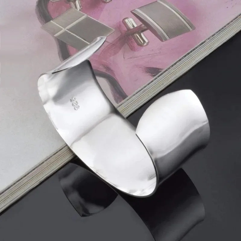 New Bracelet Creative Glossy Women Silver Plating  Wide Open Cuff Bangle Friendship Bracelet Ladies Silver Jewellery Gifts