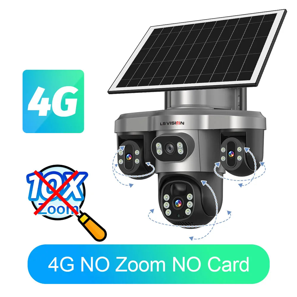 LS VISION 10X Optical Zoom Three Screens Outdoor Surveillance Camera 4g Security Wifi 3 PTZ LENS Cctv Automatic Tracking V380
