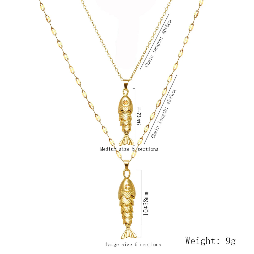 Fashionable Elegant Fish Necklace for Women Cute Dynamic Design European American Style Jewelry Gift