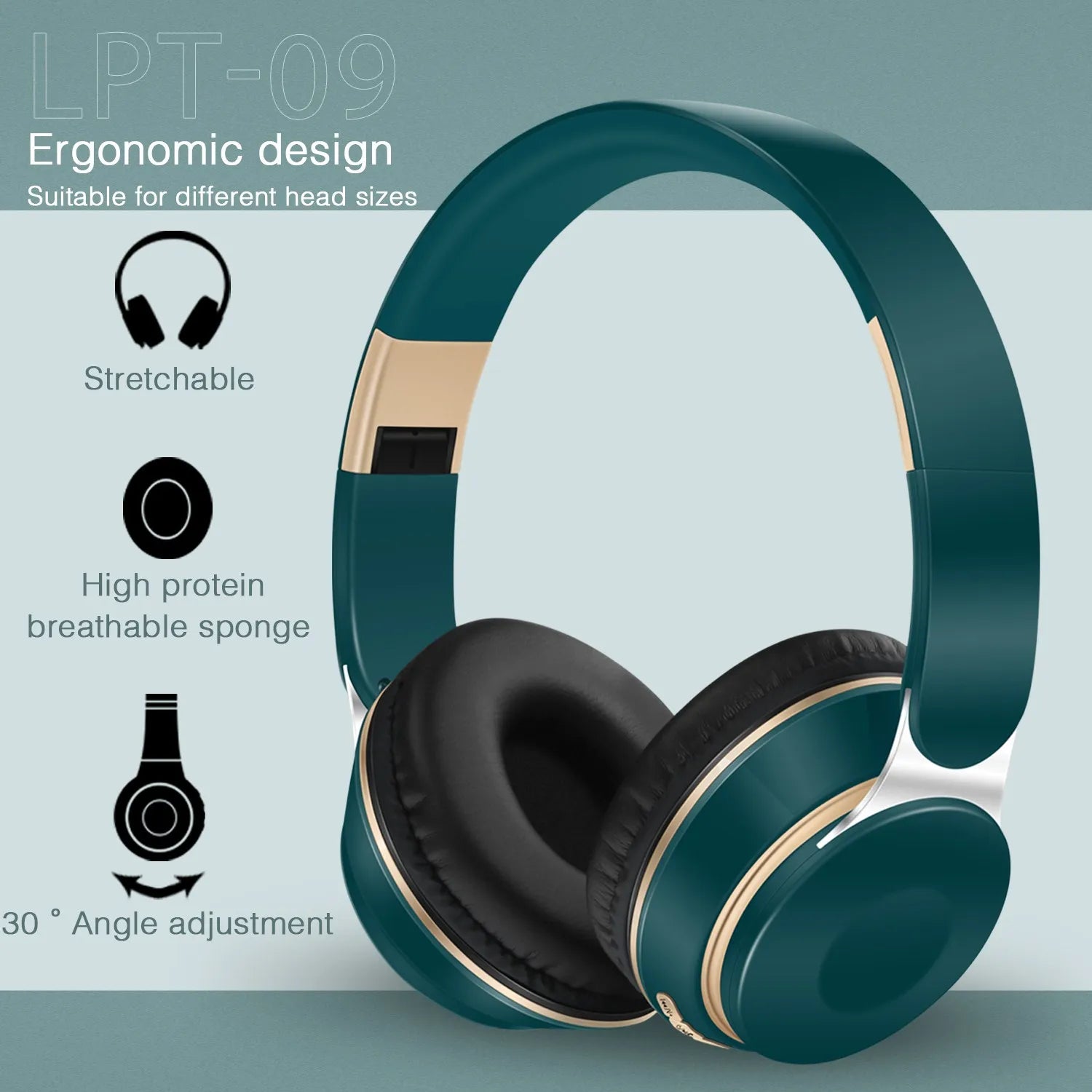 Earphones Wireless Bluetooth Headphones Stereo Headband with SD Card Slot And Mic for Android IOS Tablet - Student Gift