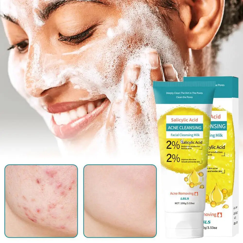 100g Salicylic Acid Facial Cleanser Face Wash Foam Products Moisturizing Cleanser Skin Hydrating Facial Face Care Cleansing D6B0