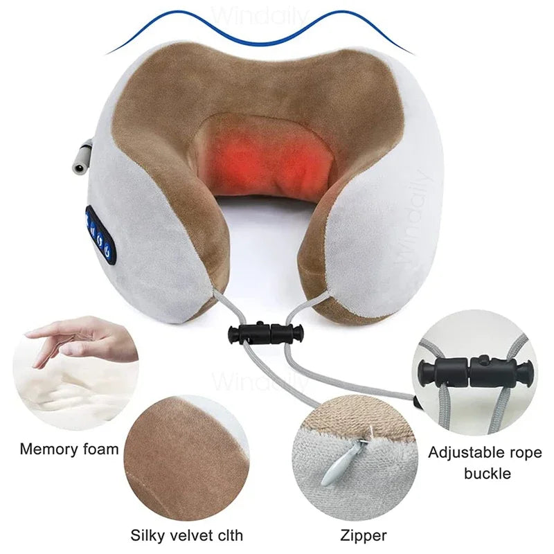 New Neck Massager With Heat Vibration 3D Kneading Shiatsu Massage U Shaped Pillow For Shoulder Cervical Pain Relief Fatigue
