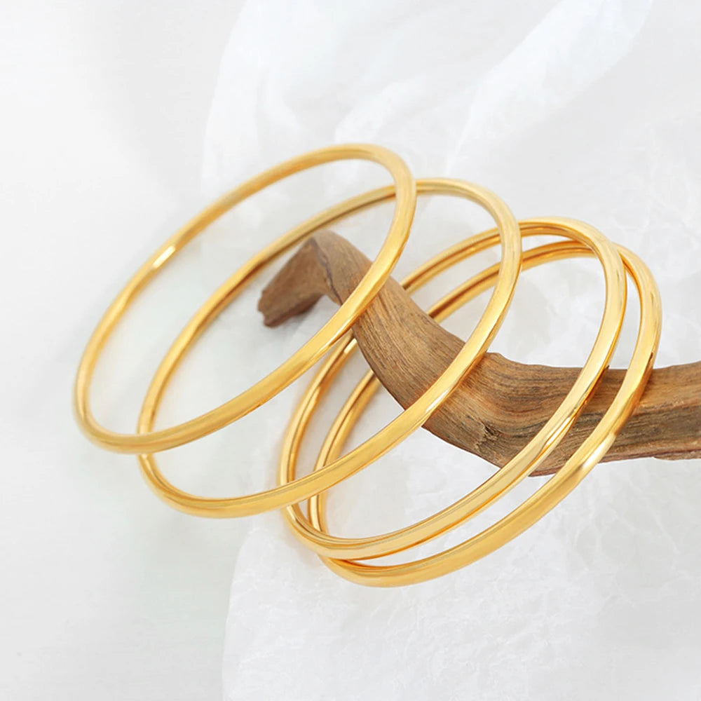 Minimalist Bracelet Bangles In Stainless Steel 18K Gold Plated Waterproof Rust-proof High Quality Bracelets Bangle For Women
