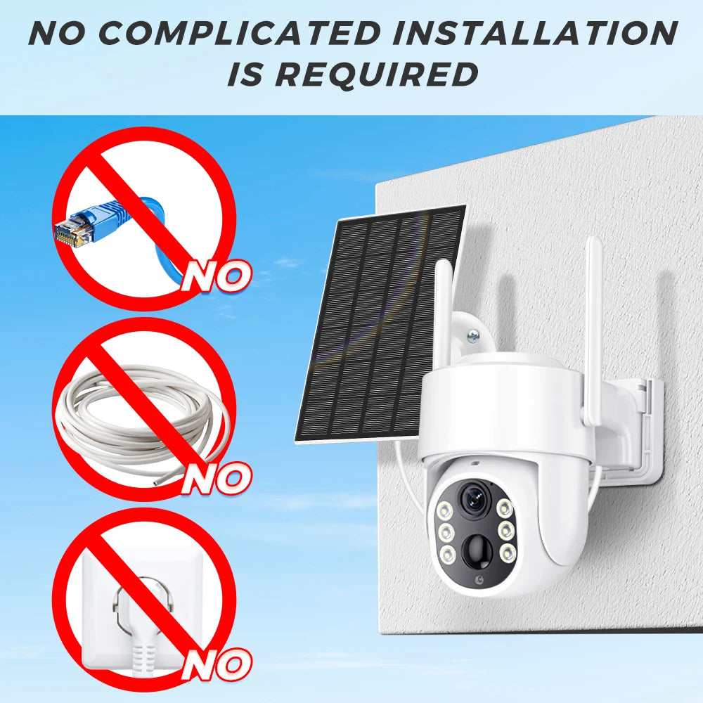 5MP HD Wireless Solar Outdoor Wifi Camera Built-in 7800mAh Battery 365 Days Standby Surveillance Camera With Solar Panel ICSEE
