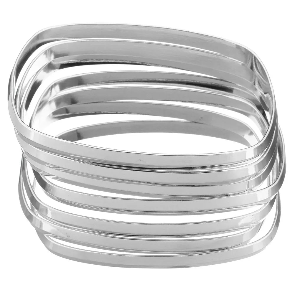 7PCs/Set New Fashion Roman style Stainless Steel Bangle gold color Lover Charm Bracelet for Women Brand Gold Wide Cuff Bangle