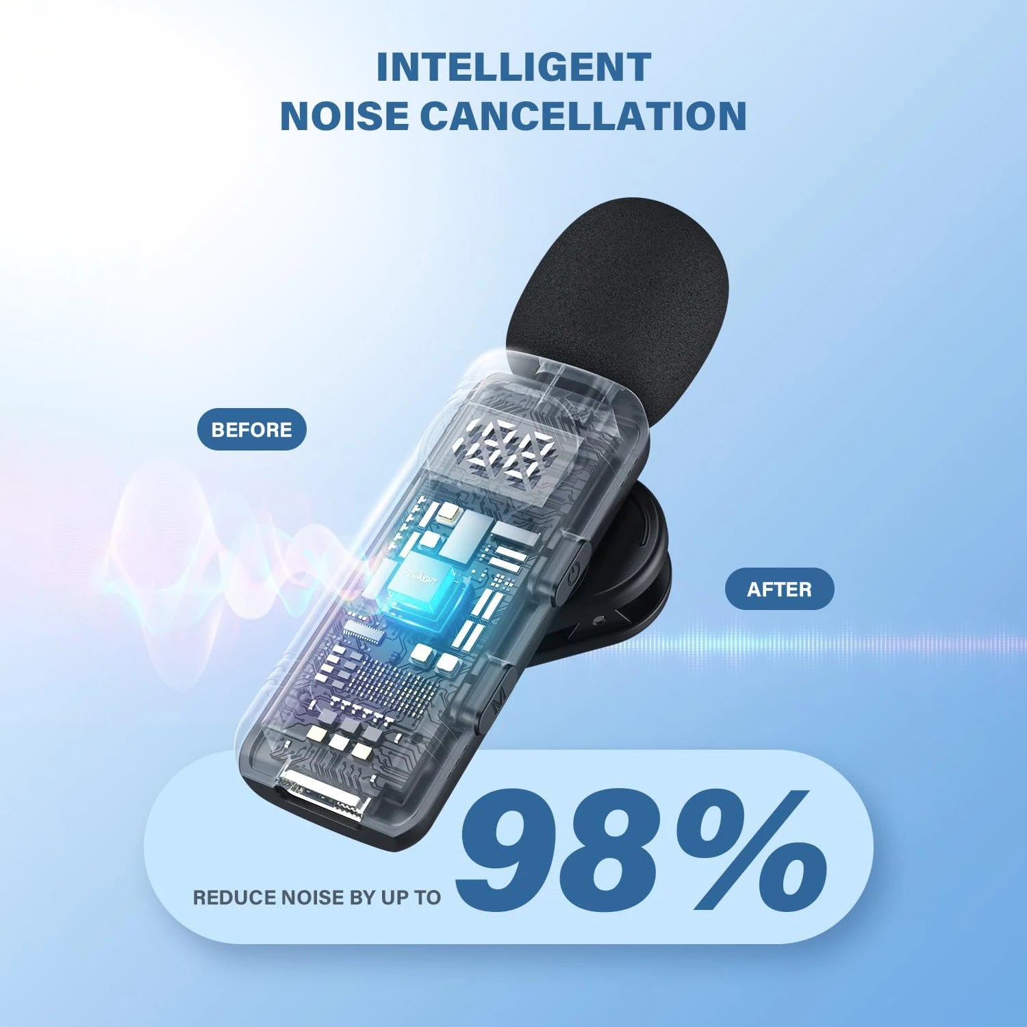 New Wireless Lavalier Microphone Magnetic Portable Noise Cancelling Audio Recording Mic for iPhone Android Laptop Live Interview