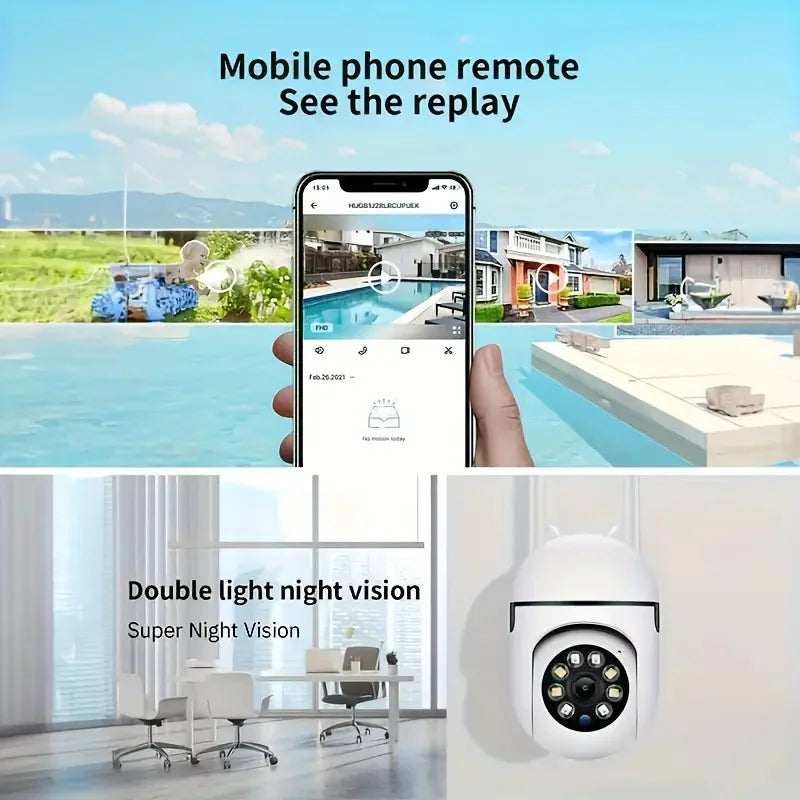 2MP PTZ Wireless Security Camera System Monitor Your Home And Pets Day And Night 2.4GHz WIFI Yi iot app Remote Viewing