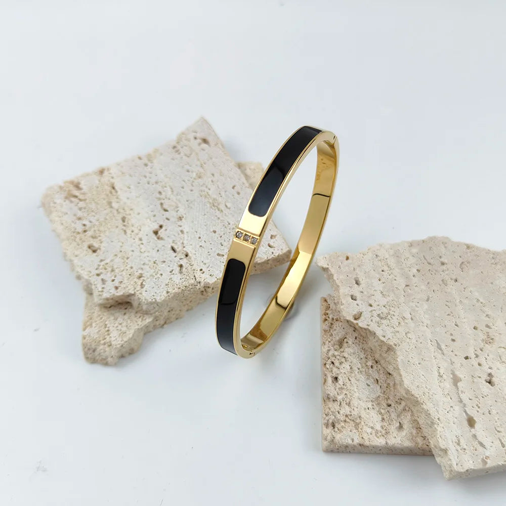 Fashion New Stainless Steel Bracelet Jewelry for Women Men Simple Zircon Gold Plated Girls Gift Hot Selling