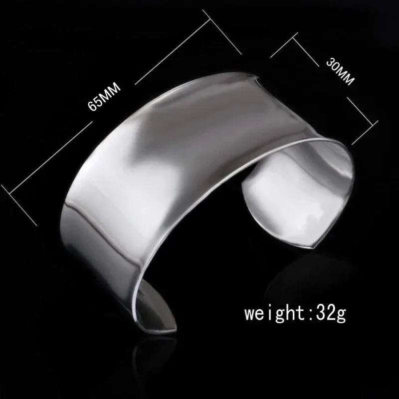New Bracelet Creative Glossy Women Silver Plating  Wide Open Cuff Bangle Friendship Bracelet Ladies Silver Jewellery Gifts