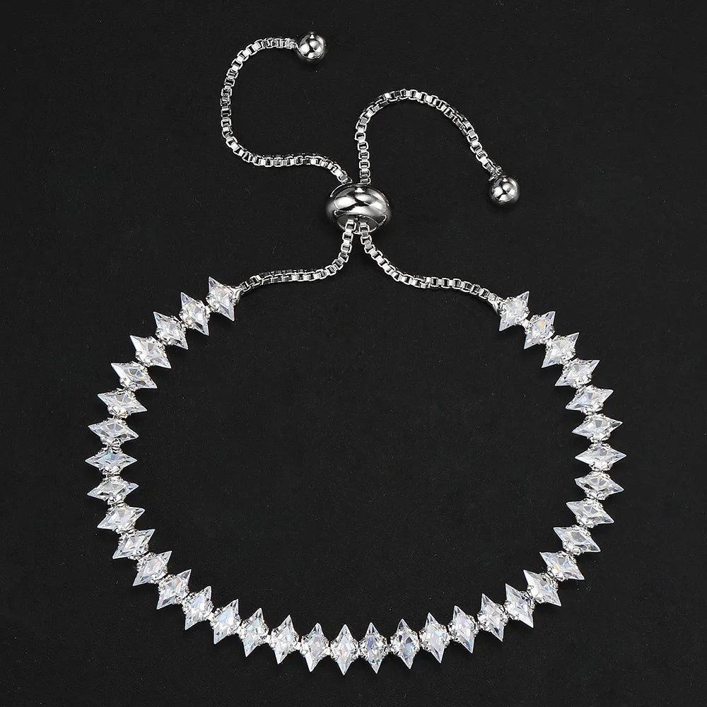 Luxury Dainty Tennis Bracelet for Women Silver Color Sparkling Cubic Zircon Stackable Hand Chain Crystal Wedding Jewelry H085