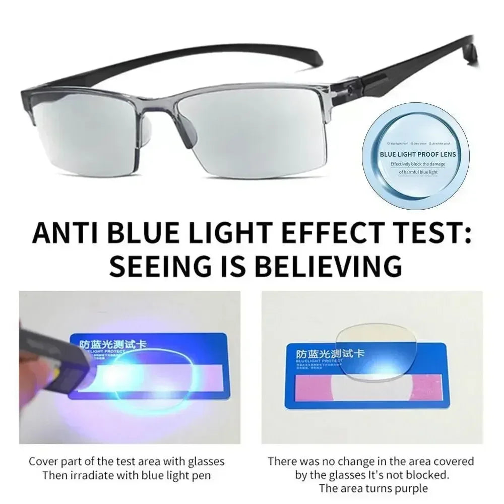 Smart Automatic Zoom Reading Glasses Anti Blue Ray Eyeglasses Autofocus Power Half-Rim Near Far Computer Glasses