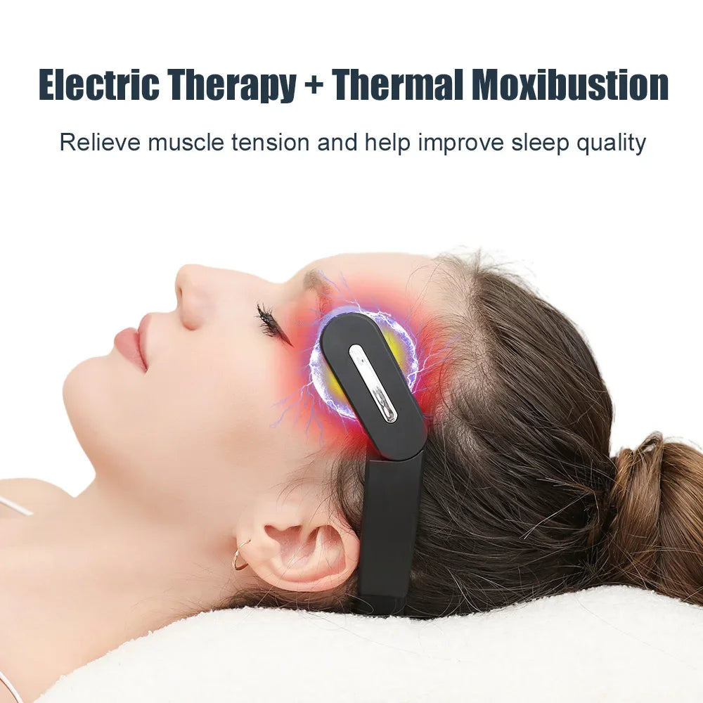 Electric Head Massager EMS Headache and Migraine Relief Hot Compress Vibration Massage Temple Instrument Anti Insomnia Music USB