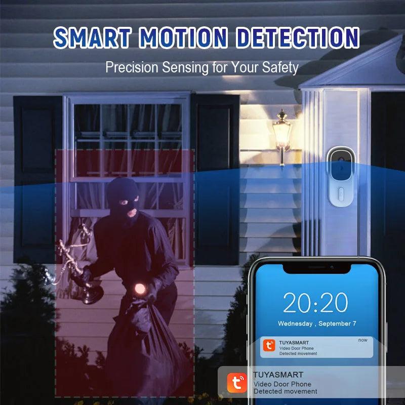 Tuya Video Doorbell WiFi Wireless Security Camera Door Bell DC AC Battery Powered 1080P 2MP Waterproof Doorbells Smart Home