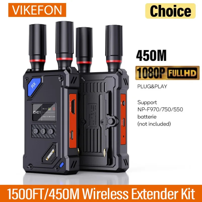 Wireless HDMI-Compatible Video Extender Kit Transmitter Receiver for Home Gaming Cameras Supported with NP-F Series Batteries