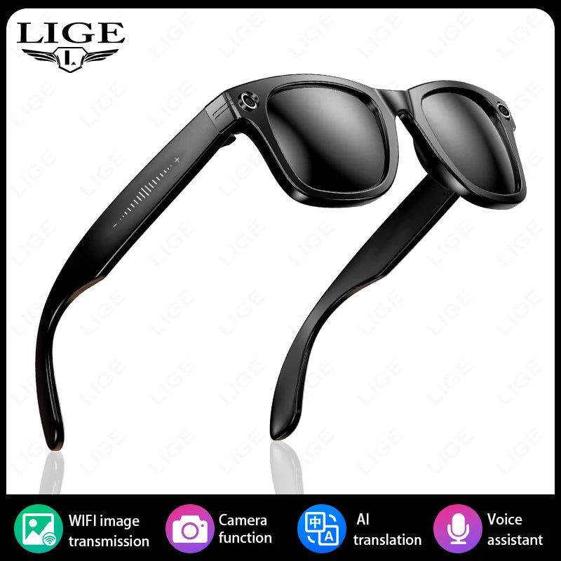 LIGE New Smart Glasses with Light-Adaptive Lenses AI Intelligent Interactive Translation Photography Video Smart Sunglasses 2025