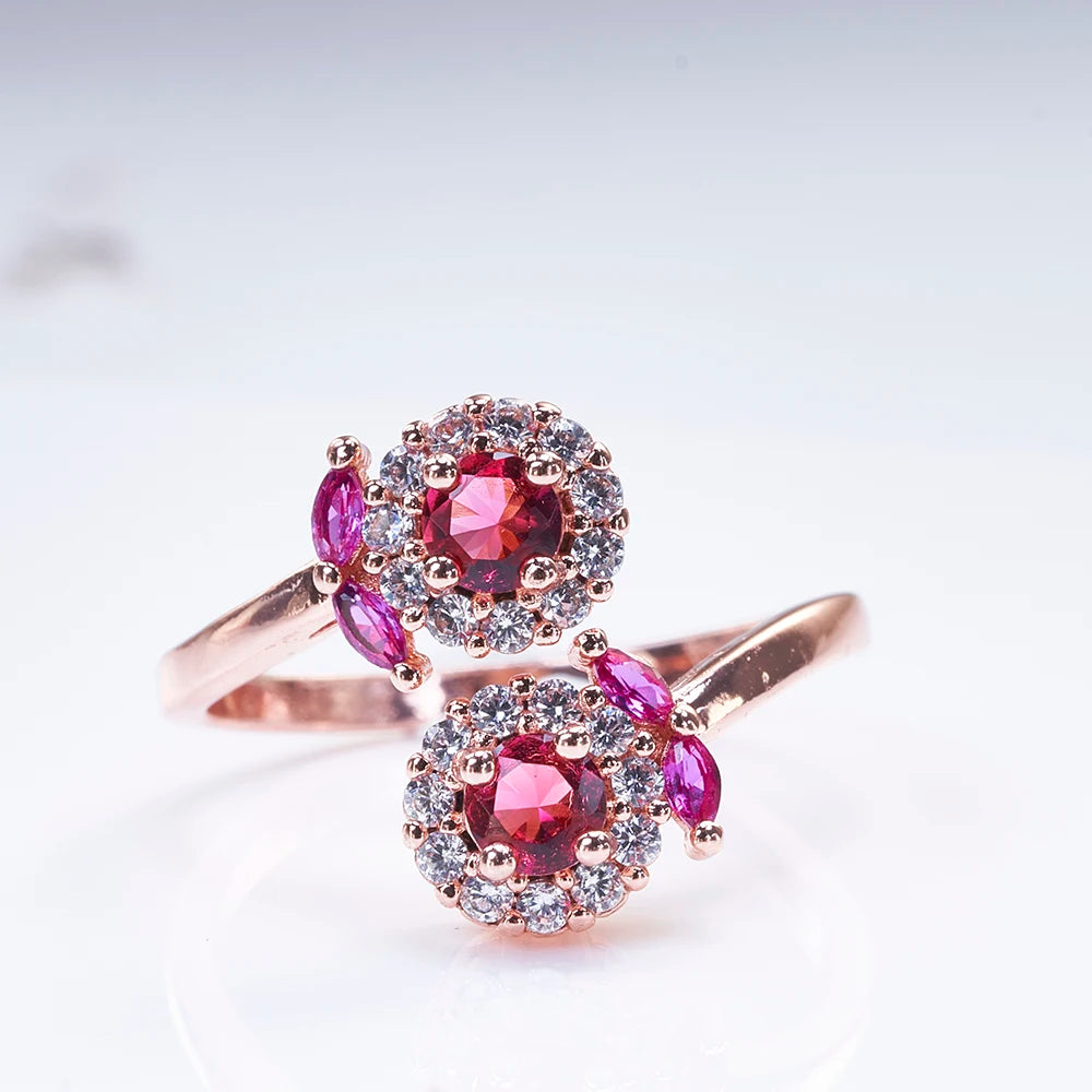 Ruby gemstone ring for charm lady silver  jewelry rose gold color female dating party fine dating jewelry gift