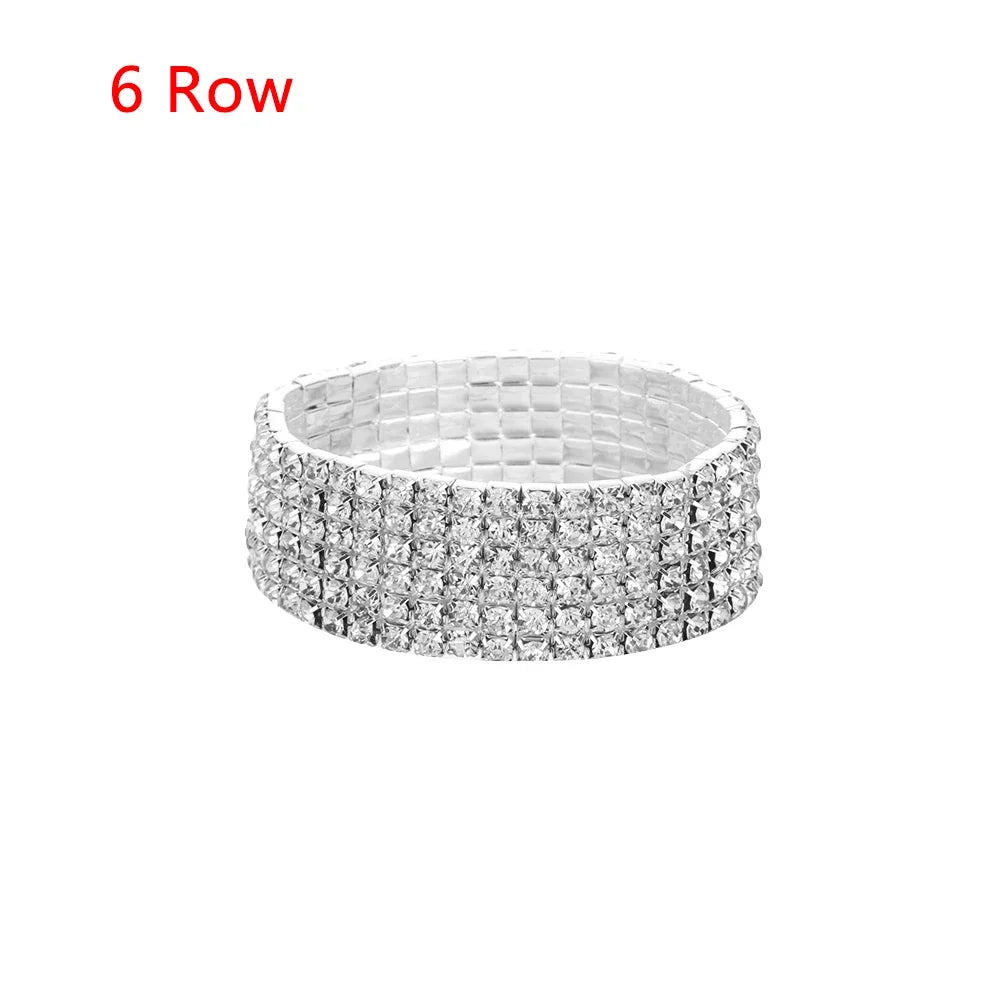 Shiny Woman Bracelet Crystal Rhinestone Stretch Bracelet Bangle Wristband Elastic Wedding Bridal Jewelry Fashion Jewelry
