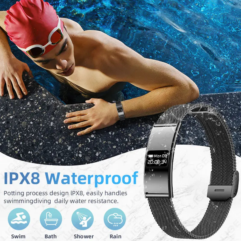 LIGE New Smart Bracelet Ultra-thin Heart Rate Blood Oxygen Sleep Monitoring Waterproof Smart Watch Sports Women Men Smart Band