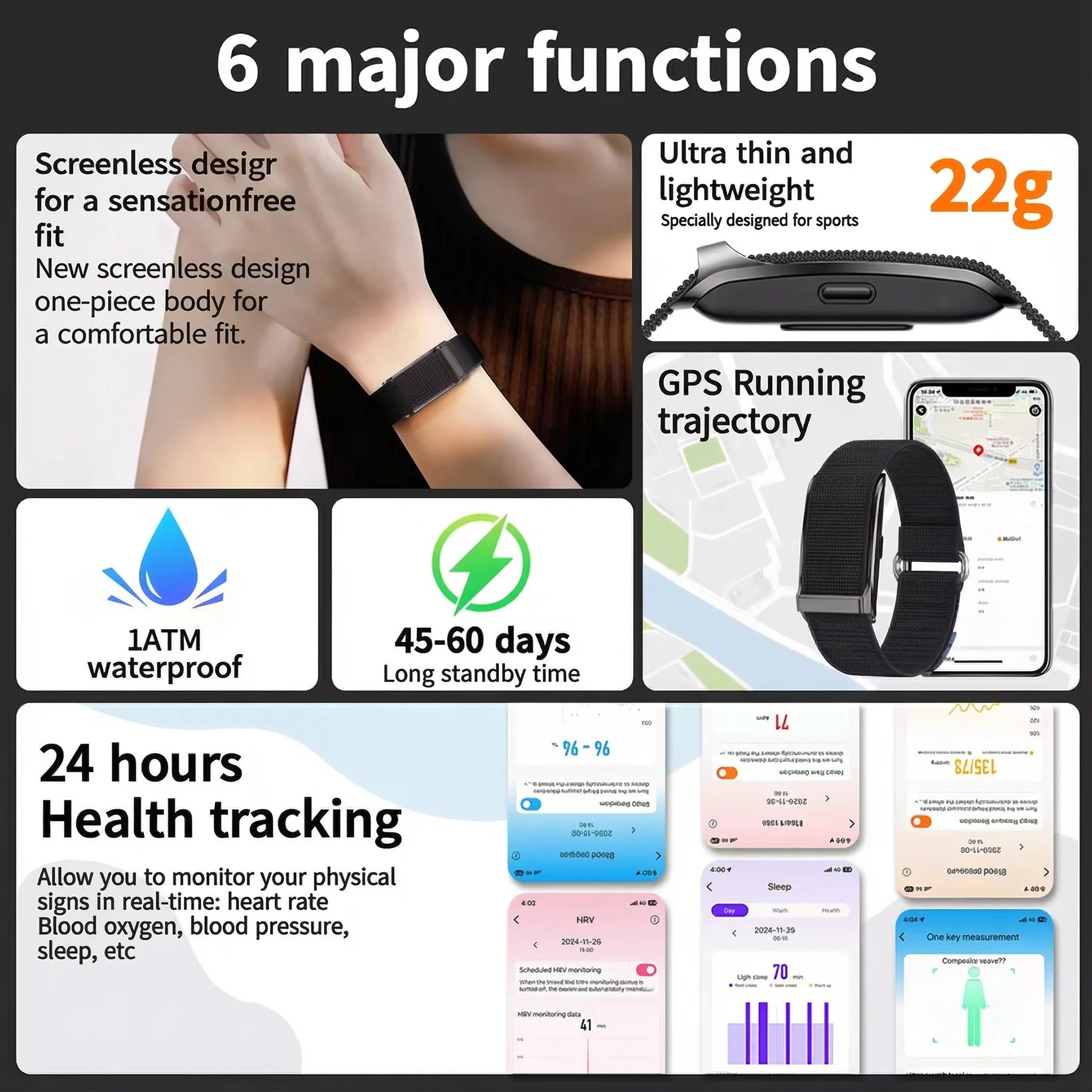 Smart Bracelet G69 Heart Rate Health Monitoring Wristwatch Outdoor Sports Fitness Tracker Waterproof SmartWatch For Men Women